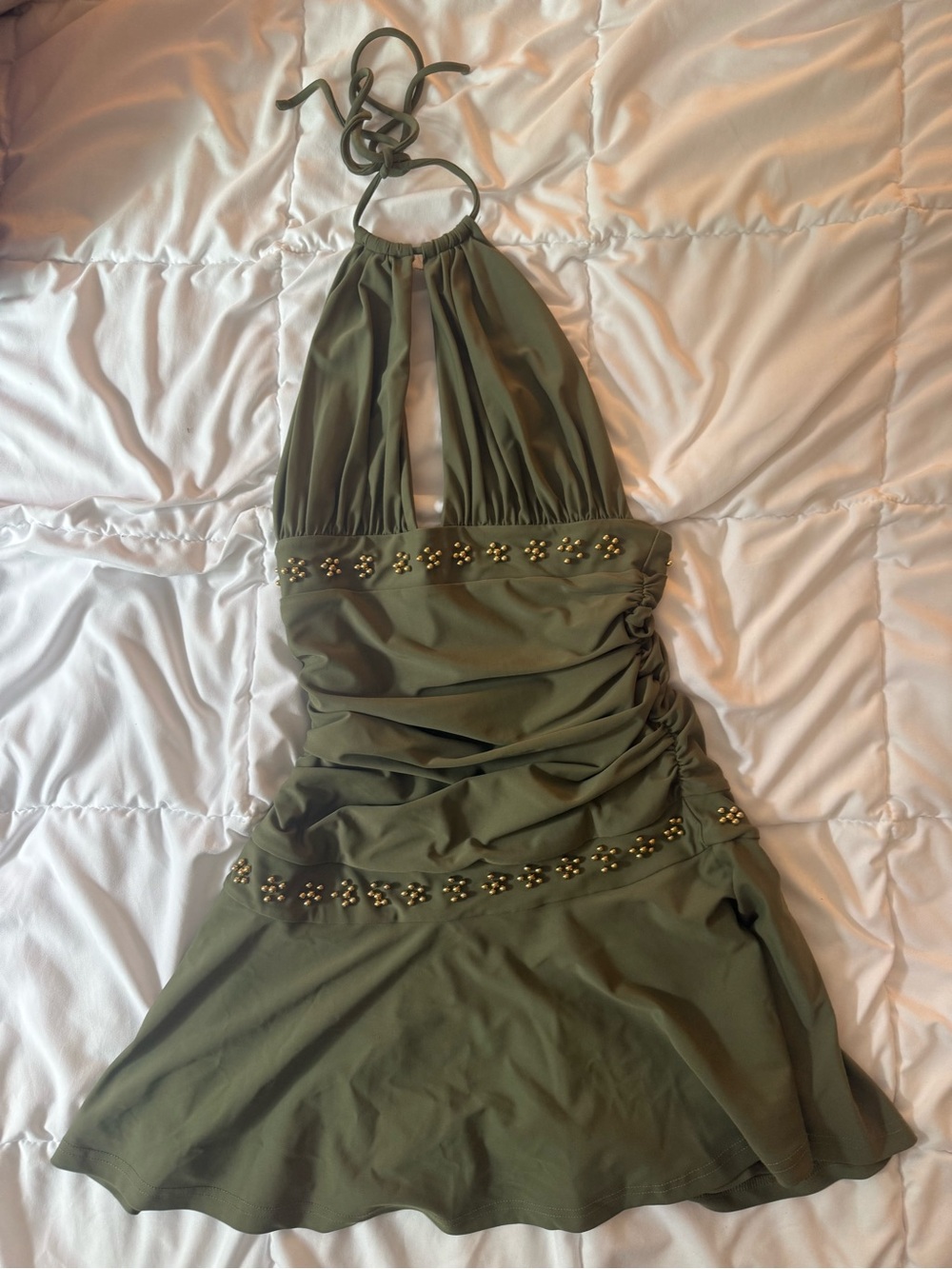 White Fox Boutique - Chase Me Baby Mini Dress Olivine